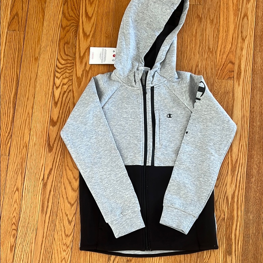 Champion Kids' Grey and Black Hoodie